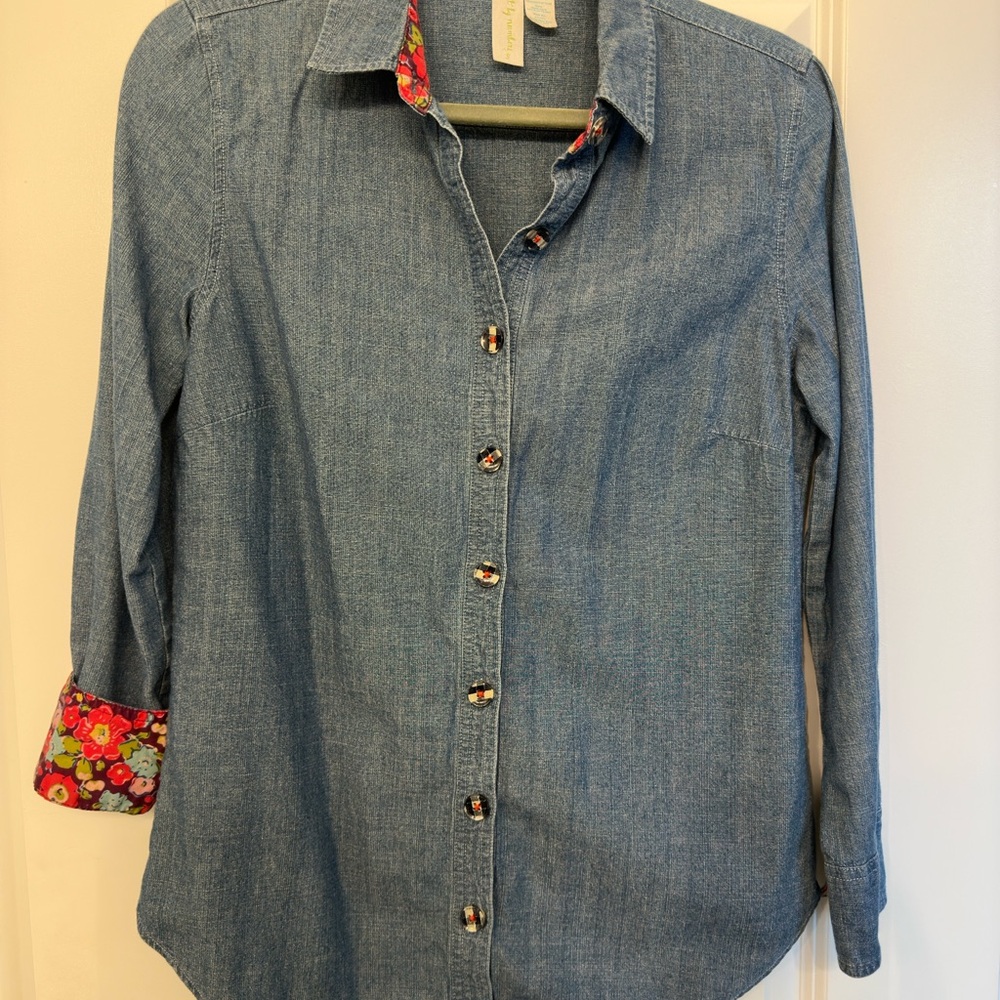 Matilda Jane Paint by Numbers Denim Shirt with Floral Lining